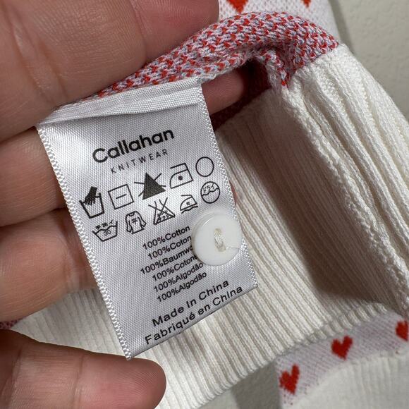 Callahan Knitwear XS Victoria Heart Love Print Button Up Cardigan Sweater Cotton - Picture 9 of 10
